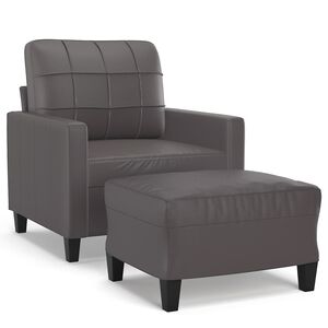 vidaXL Fauteuil avec repose-pied Gris 60 cm Similicuir