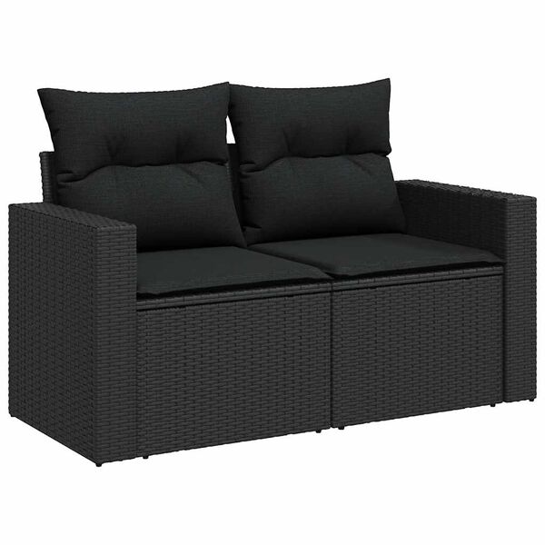 vidaXL Salon de jardin 9 pcs avec coussins noir r&eacute;sine tress&eacute;e