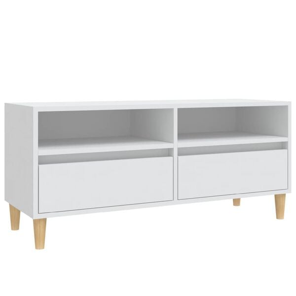 vidaXL Meuble TV blanc 100x34,5x44,5 cm bois d'ingénierie