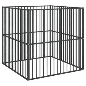 vidaXL Parc pour chien 4 panneaux noir acier galvanis&eacute;