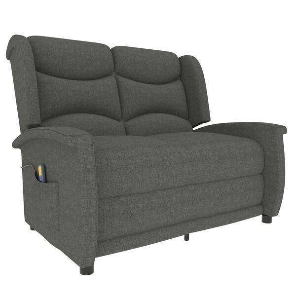 vidaXL Fauteuil de massage inclinable à 2 places gris clair tissu