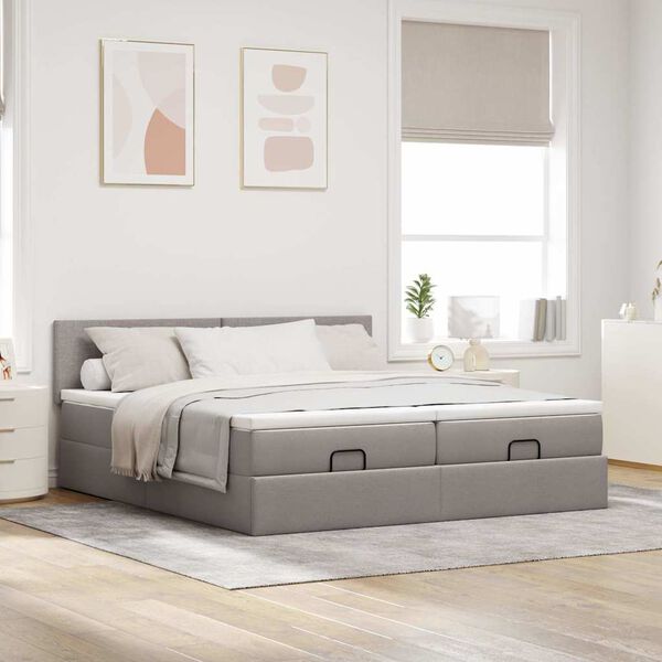 VidaXL Cadre de lit ottoman avec matelas taupe 200x200cm tissu
