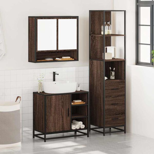 vidaXL Ensemble de meubles de salle de bain 3 pcs Ch&ecirc;ne marron