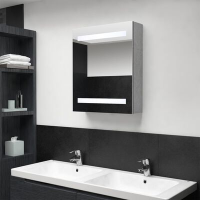 vidaXL Armoire de salle de bain à miroir LED Gris béton 50x14x60 cm