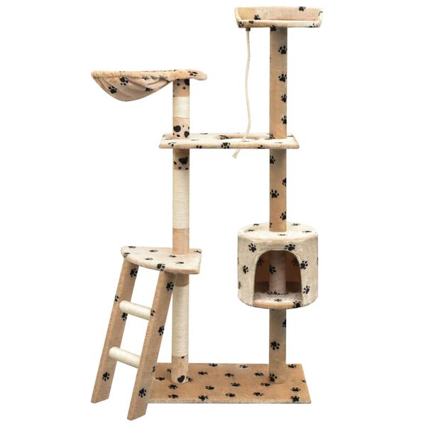 vidaXL Arbre &agrave; chat et griffoir Sisal 150 cm Empreintes de pattes Beige