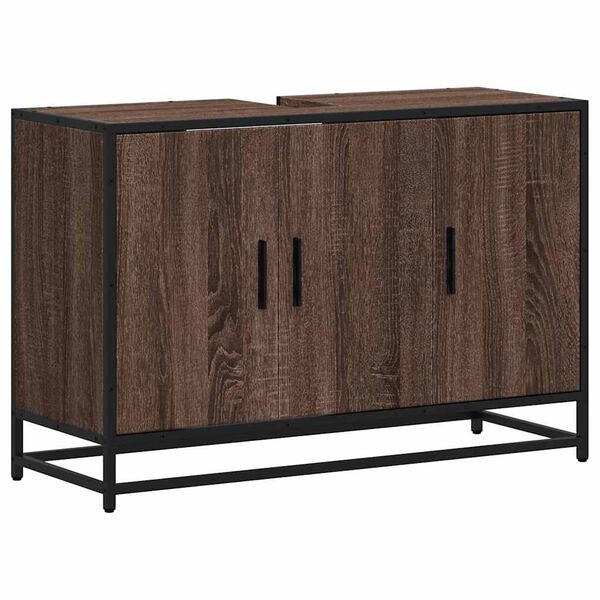 vidaXL Armoire de lavabo de salle de bain ch&ecirc;ne marron 90x33x60 cm