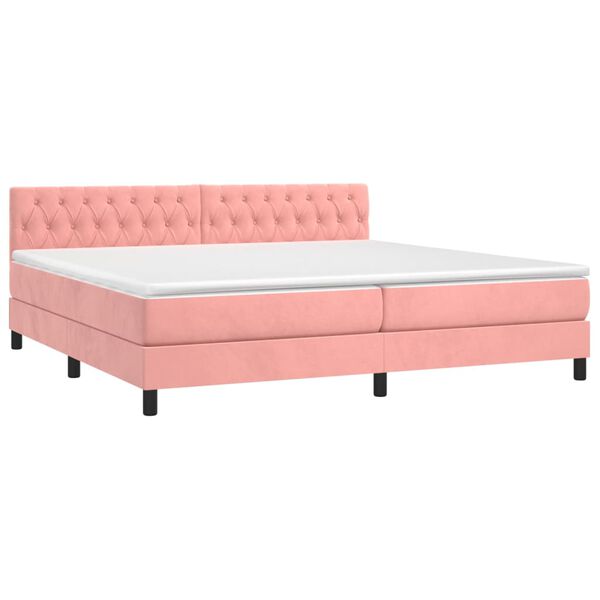 vidaXL Sommier &agrave; lattes de lit avec matelas et LED Rose 200x200 cm