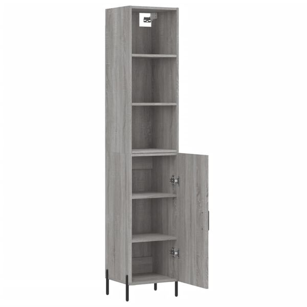 vidaXL Buffet haut Sonoma gris 34,5x34x180 cm Bois d'ing&eacute;nierie