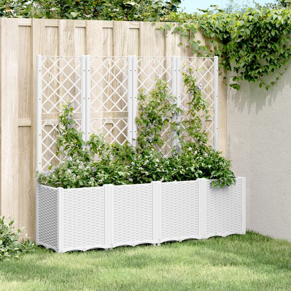 vidaXL Jardini&egrave;re avec treillis blanc 160x40x140 cm PP