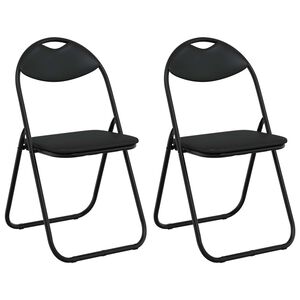 vidaXL Chaise pliante 2 pc Simili cuir Noir 48 x 43,5 x 81 cm