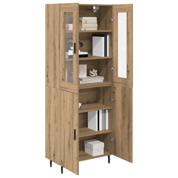 vidaXL Haut Armoire 2 pcs Ch&ecirc;ne artisanal Bois Agglom&eacute;r&eacute; et Verre