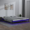 vidaXL Cadre de lit à LED sans matelas gris 120x200 cm bois massif