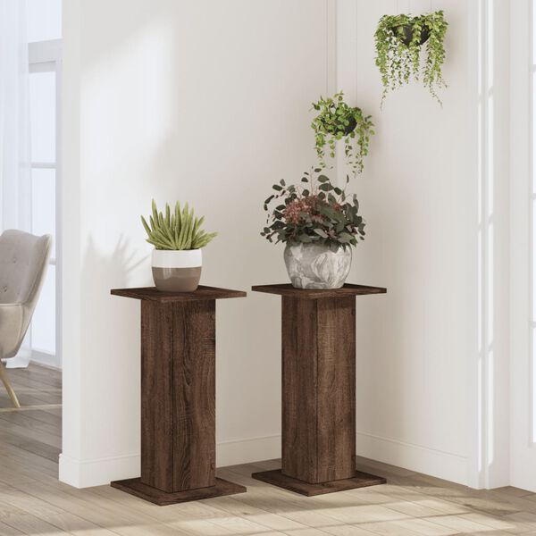 vidaXL Supports pour plantes 2 pcs ch&ecirc;ne marron bois d'ing&eacute;nierie
