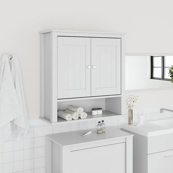 vidaXL Armoire murale de salle de bain BERG blanc bois massif