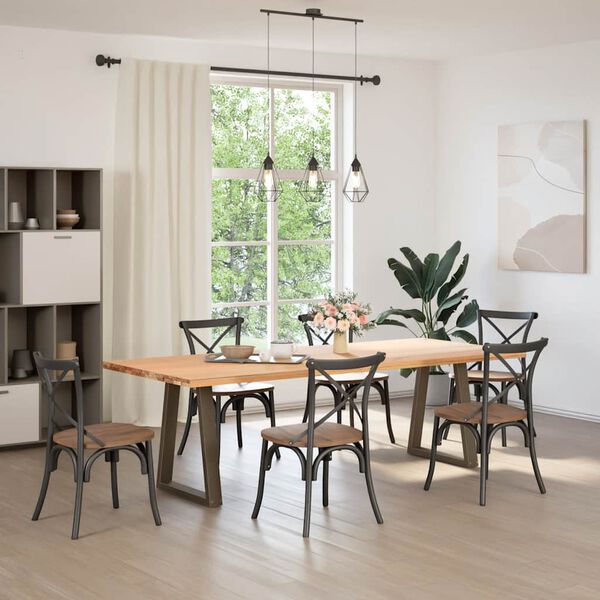 vidaXL Pieds de table &agrave; manger en forme de V, 2 pi&egrave;ces, acier naturel, 60 x (72-73,3) cm