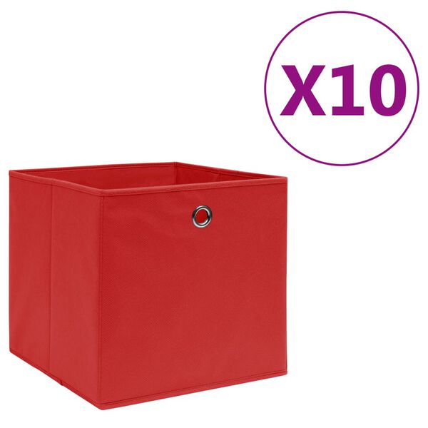 vidaXL Boîtes de rangement 10 pcs Tissu intissé 28x28x28 cm Rouge