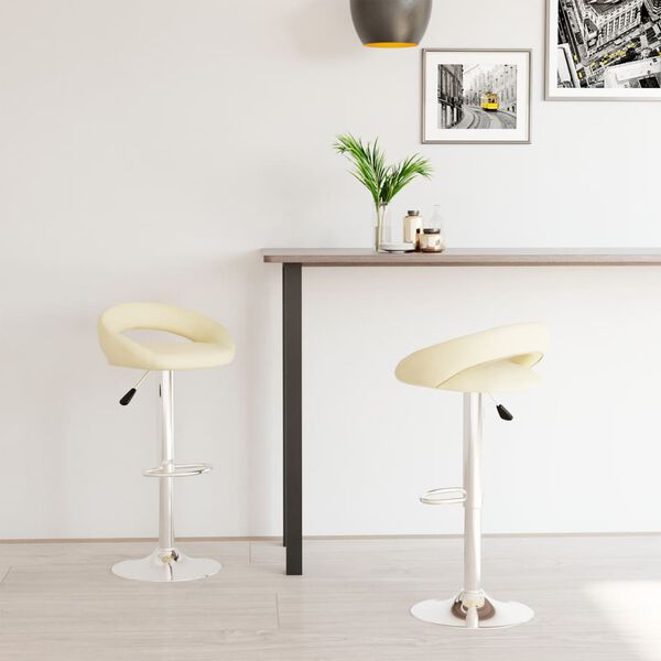 vidaXL Tabourets de bar lot de 2 cr&egrave;me similicuir