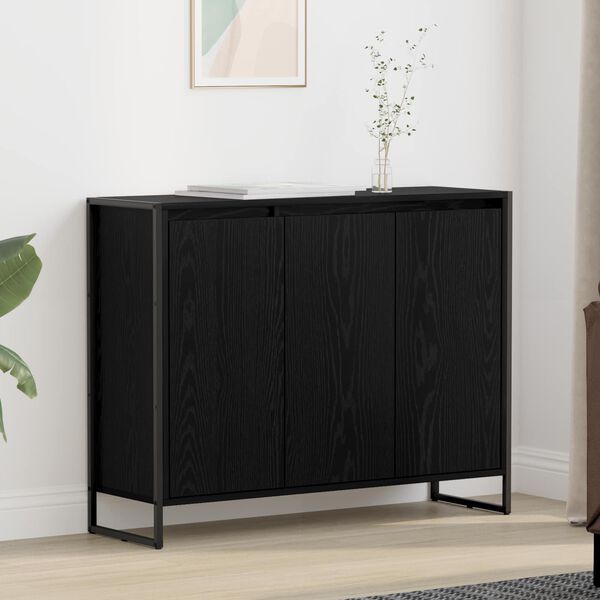 vidaXL Meuble d'appoint Ch&ecirc;ne noir 96,5 x 30 x 75 cm Bois d'ing&eacute;nierie