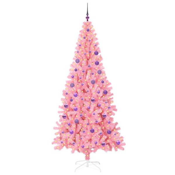 vidaXL Sapin de No&euml;l avec 300 LED avec support Rose 180 cm PVC