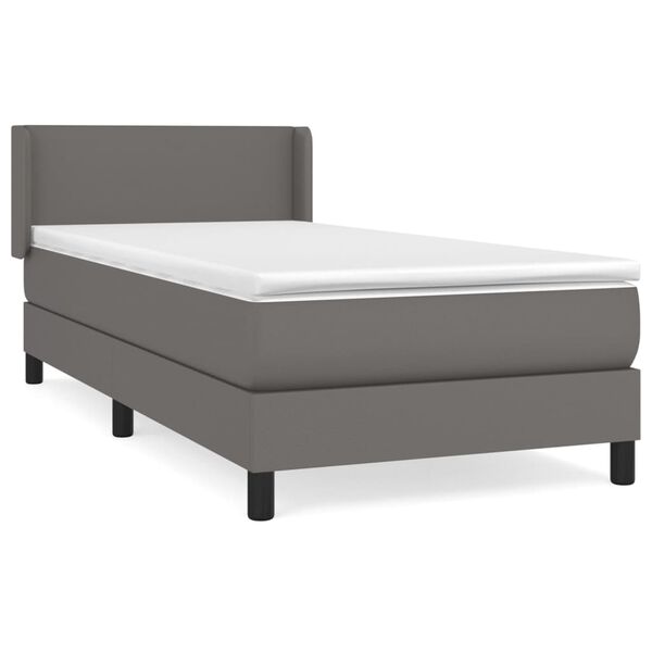 vidaXL Sommier &agrave; lattes de lit avec matelas Gris 90x200 cm Similicuir