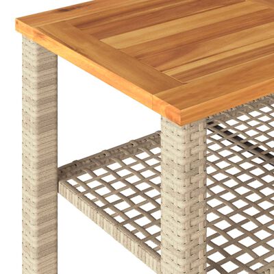 vidaXL Table de jardin beige 70x38x42 cm résine tressée et bois acacia