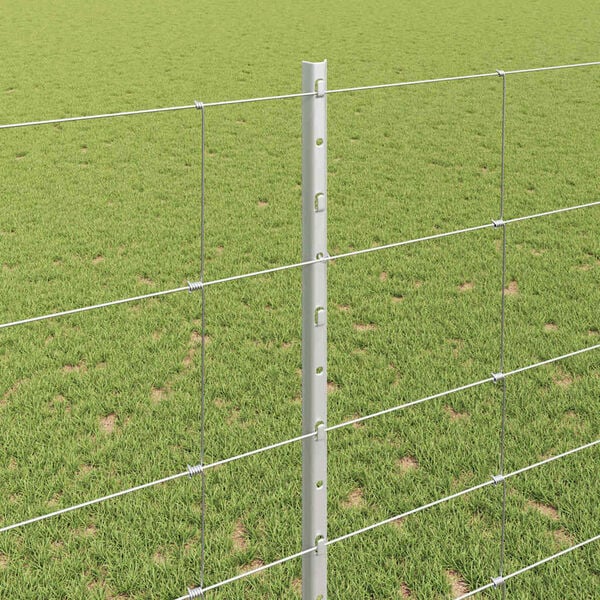 vidaXL Cl&ocirc;ture avec poteau Argent&eacute; 1,4 x 25 m Acier