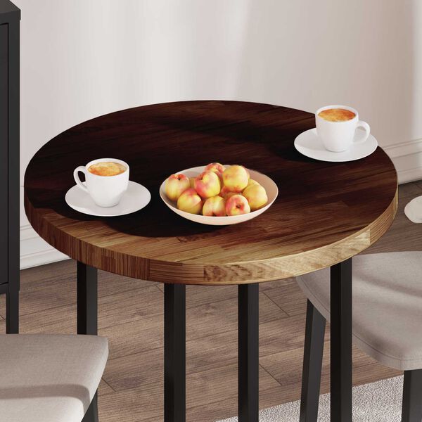 vidaXL Plateau de table Marron Clair &Oslash; 70 x 4 cm Bois de ch&ecirc;ne massif