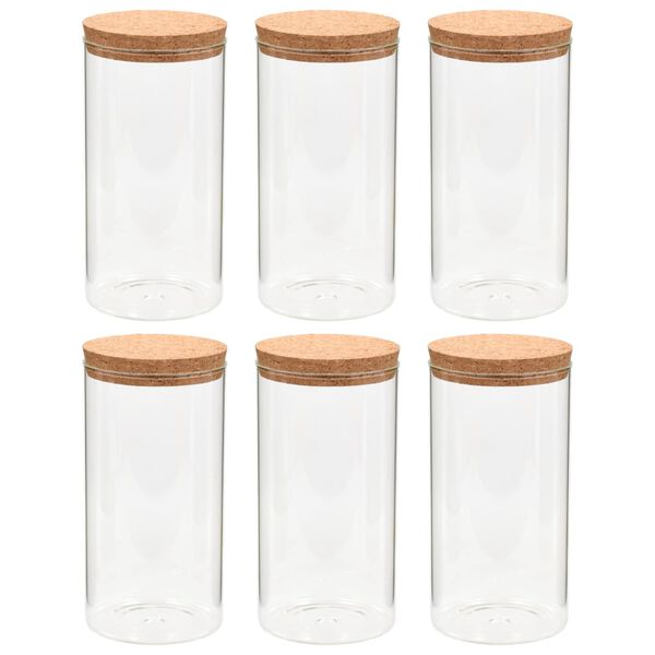 vidaXL 6pcs Pots de conservation en verre et couvercle en liège 1400ml