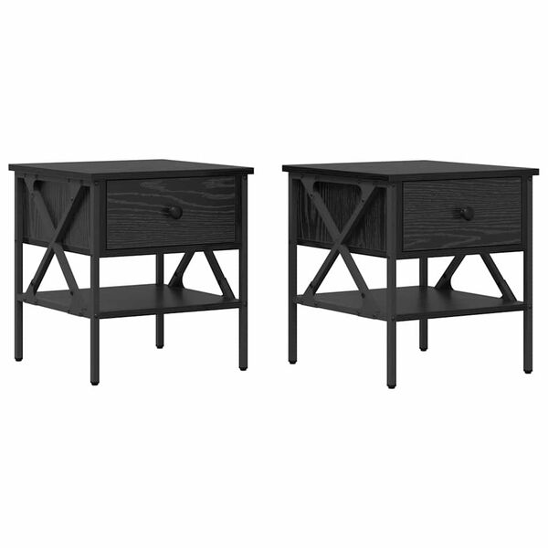 vidaXL Table de chevet avec tiroir 2 pcs Ch&ecirc;ne noir 40 x 42 x 45 cm