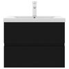 vidaXL Armoire d'&eacute;vier avec lavabo int&eacute;gr&eacute; noir bois d'ing&eacute;nierie