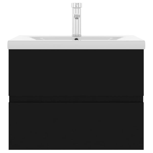 vidaXL Armoire d'&eacute;vier avec lavabo int&eacute;gr&eacute; noir bois d'ing&eacute;nierie