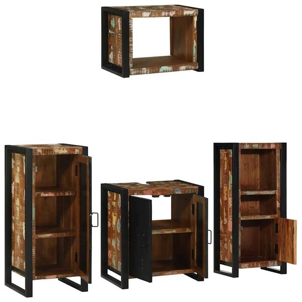 vidaXL Ensemble de mobilier de salle de bain 4 pcs Bois Recyclé Solide