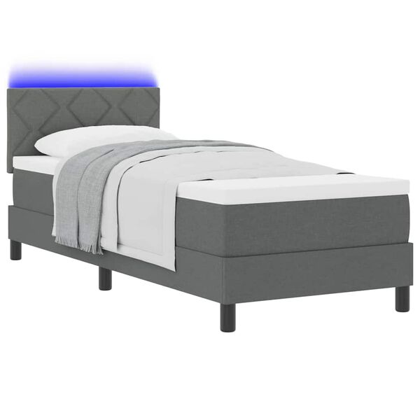 vidaXL Lit &agrave; ressorts avec matelas Gris fonc&eacute; 80 x 200 cm tissu
