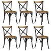 vidaXL Chaises &agrave; dossier crois&eacute; lot de 6 noir bois de manguier massif
