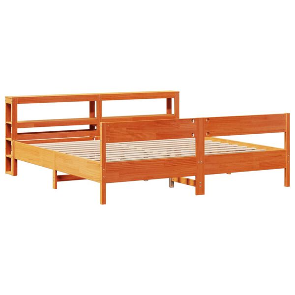 vidaXL Cadre de lit sans matelas cire marron 200x200cm bois pin massif