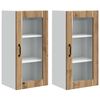 vidaXL Cabinet en verre mural PORTO 2 pc Ch&ecirc;ne artisanal
