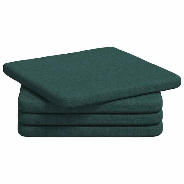 vidaXL Coussins de siège 4 pcs Vert foncé 40 x 40 x 3 cm tissu