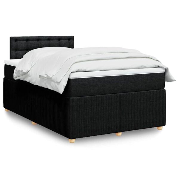 vidaXL Sommier &agrave; lattes de lit avec matelas noir 120x190 cm tissu