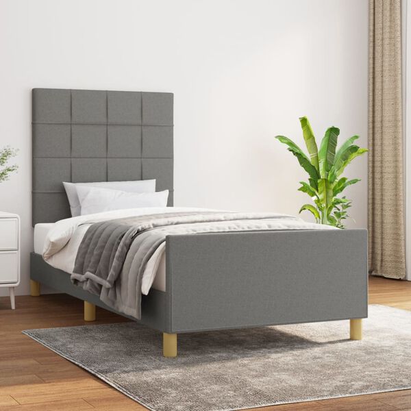 vidaXL Cadre de lit sans matelas gris fonc&eacute; 100x200 cm tissu