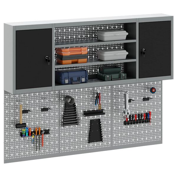 vidaXL Ensemble d'armoires &agrave; outils 4 pcs Noir Acier enduit de poudre