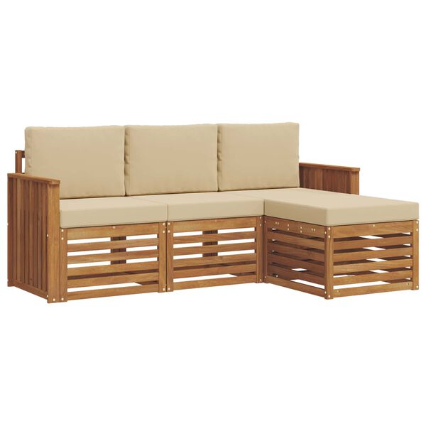 vidaXL Ensemble de canap&eacute;s d'ext&eacute;rieur 4 pcs Naturel et Beige