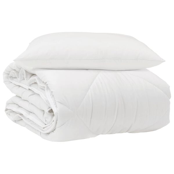 vidaXL Duvet toutes saisons avec oreiller 2 pcs Blanc Microfibre
