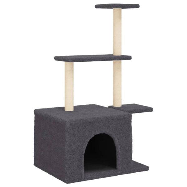 vidaXL Arbre à chat avec griffoirs en sisal gris foncé 110 cm
