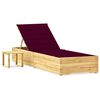 vidaXL Chaise longue de jardin avec table et coussin Pin impr&eacute;gn&eacute;