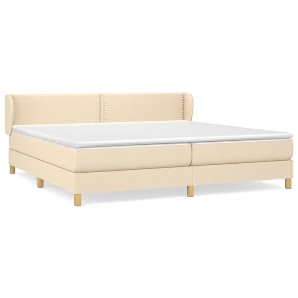 vidaXL Sommier &agrave; lattes de lit avec matelas Cr&egrave;me 200x200 cm Tissu