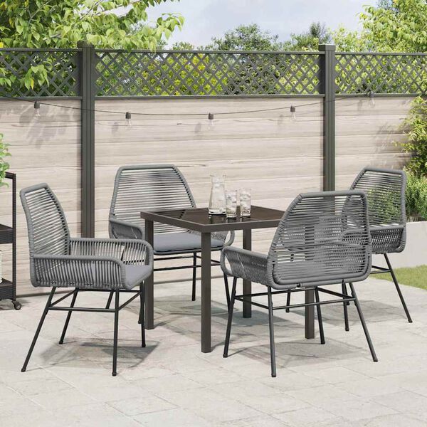 vidaXL Ensemble de salle &agrave; manger pour jardin 5 pcs Gris polyrotin