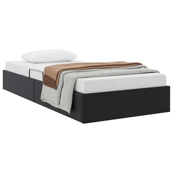 vidaXL Lit de Rangement avec matelas Noir 90 x 190 cm Faux cuir