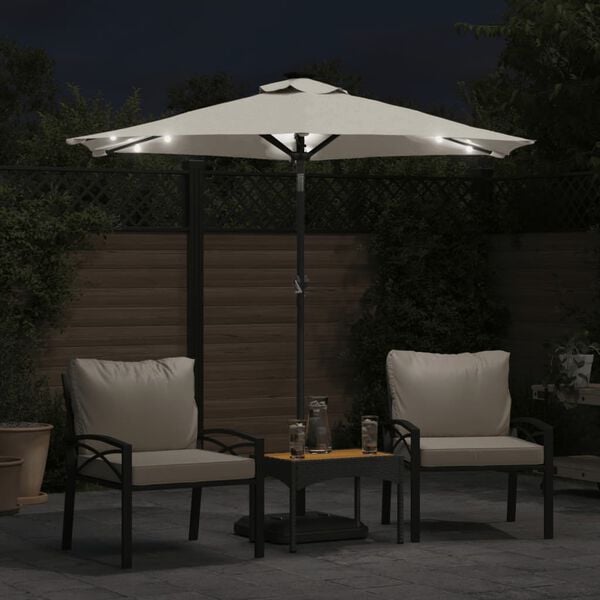 vidaXL Parasol de jardin avec LED et m&acirc;t en acier blanc 225x225x212 cm