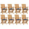 vidaXL Chaises de jardin avec coussins bleu royal lot de 8 Teck massif