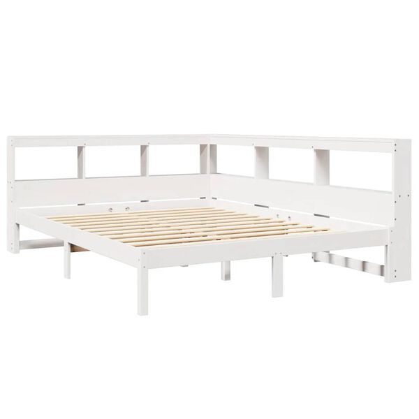 vidaXL Lit biblioth&egrave;que sans matelas blanc 150x200 cm bois pin massif
